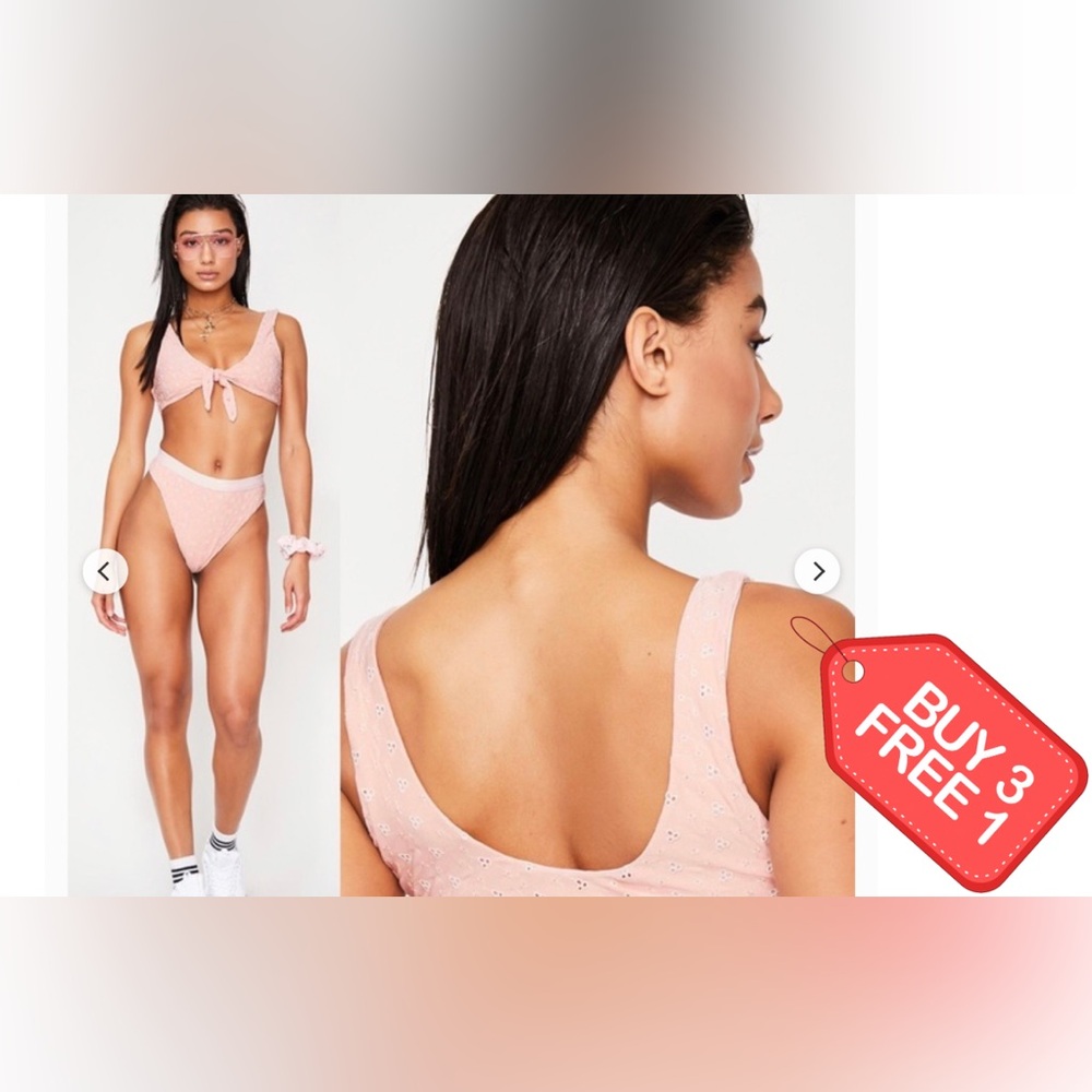 Gianni Bini Pink Eyelet Bikini Set